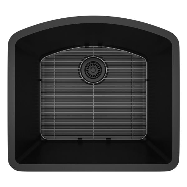 Lexicon Platinum 23" Black Quartz Single Bowl Composite Sink w/ Grid LP-2321D - Annie & Oak
