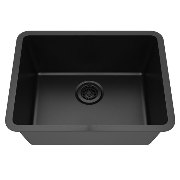 Lexicon Platinum 23" Black Quartz Single Composite Sink w/ Grid LP-2318 - Annie & Oak