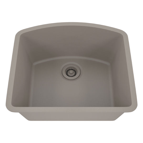 Lexicon Platinum 23" Concrete Quartz Single Bowl Composite Sink w/ Grid LP-2321D - Annie & Oak