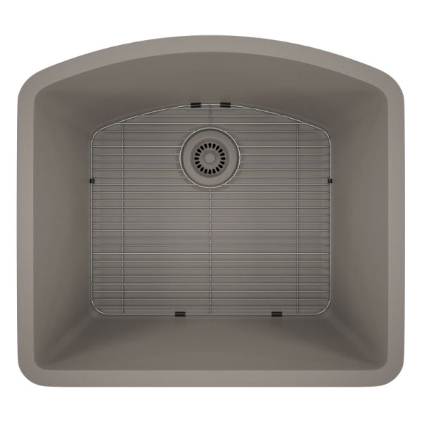Lexicon Platinum 23" Concrete Quartz Single Bowl Composite Sink w/ Grid LP-2321D - Annie & Oak