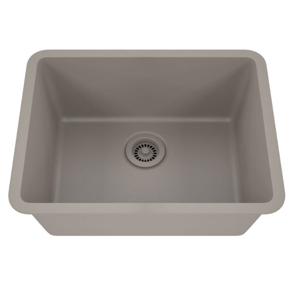 Lexicon Platinum 23" Concrete Quartz Single Composite Sink w/ Grid LP-2318 - Annie & Oak