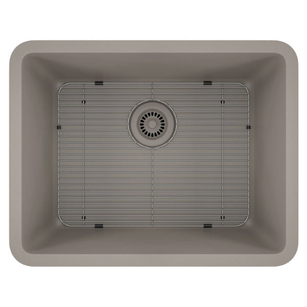 Lexicon Platinum 23" Concrete Quartz Single Composite Sink w/ Grid LP-2318 - Annie & Oak