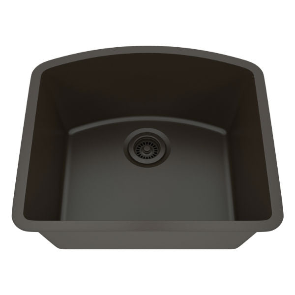 Lexicon Platinum 23" Mocha Quartz Single Bowl Composite Sink w/ Grid LP-2321D - Annie & Oak