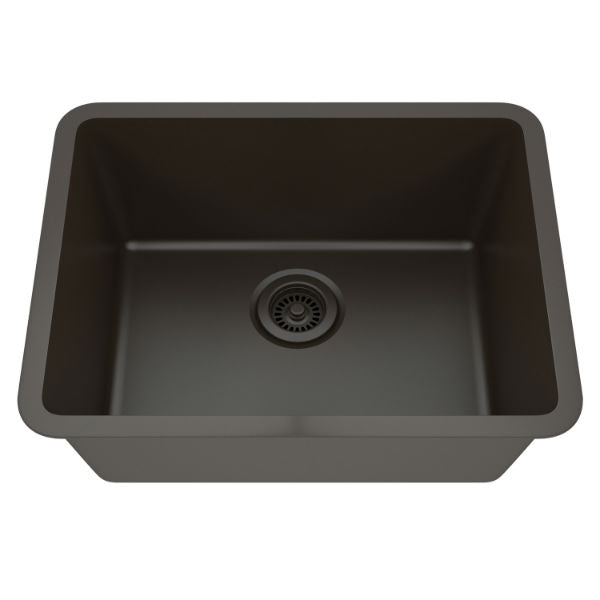 Lexicon Platinum 23" Mocha Quartz Single Composite Sink w/ Grid LP-2318 - Annie & Oak