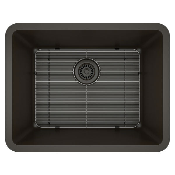 Lexicon Platinum 23" Mocha Quartz Single Composite Sink w/ Grid LP-2318 - Annie & Oak