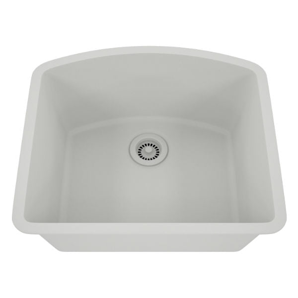 Lexicon Platinum 23" White Quartz Single Bowl Composite Sink w/ Grid LP-2321D - Annie & Oak