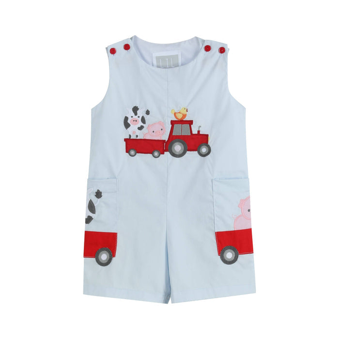 Light Blue Barnyard Pocket Shortalls - Premium Baby & Toddler Outfits from Lil Cactus - Just $35! Shop now at Pat's Monograms