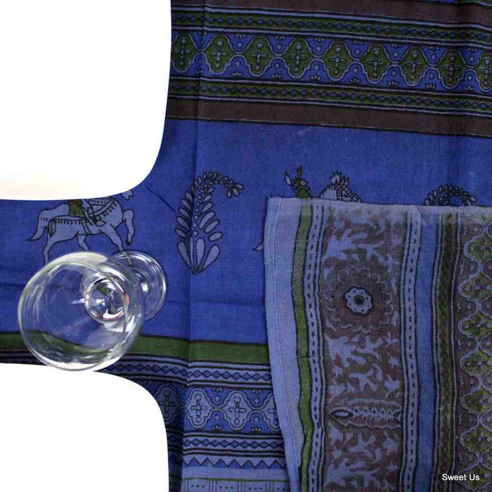 Lightweight Cotton Floral Animal Print Tablecloth Rectangle 70x104 Blue Green - Sweet Us