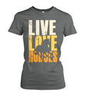 Live love horse - Men's and Women's t-shirt , Vneck, Hoodies - myfunfarm - clothing acceessories shoes for cow lovers, pig, horse, cat, sheep, dog, chicken, goat farmer