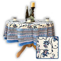 Magnolia Floral Cotton Block Print Tablecloth Round, Rose Bébé - Sweet Us