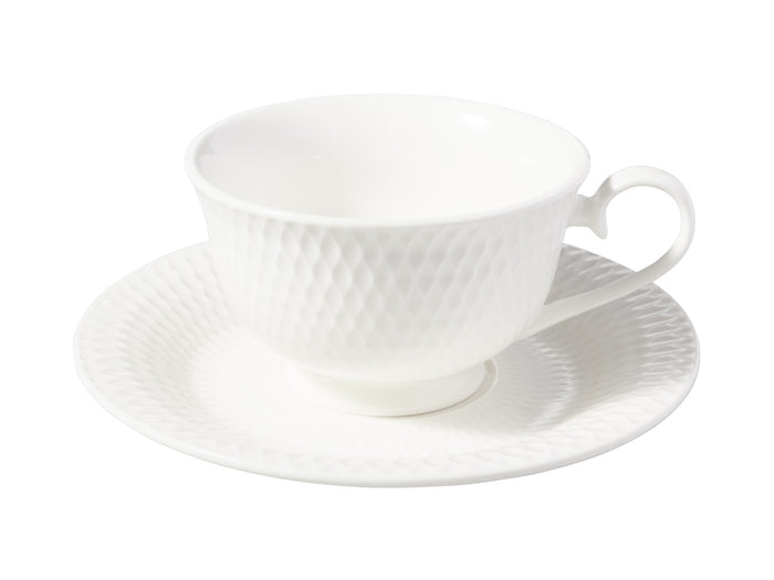 Maxwell & Williams White Basics Diamonds Footed Cup & Saucer 200ml