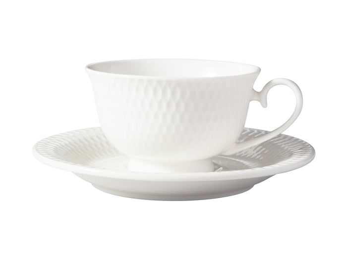 Maxwell & Williams White Basics Diamonds Footed Demi Cup & Saucer 90ml