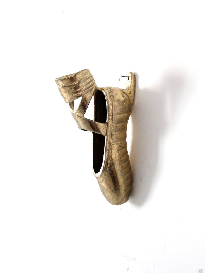 mid century brass ballet pointe shoe wall hanging