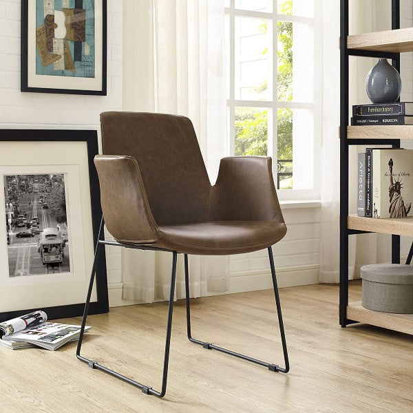 Modway Aloft EEI-1806-BRN 23" Brown Faux Leather Modern Farmhouse Dining Chair