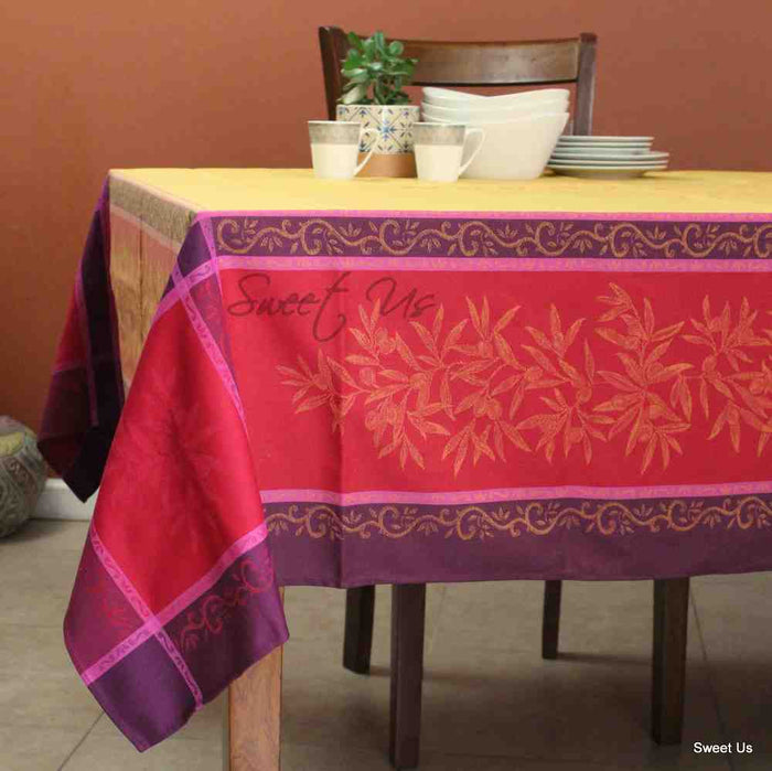 Olivine Easy Clean French Tablecloth Rectangle, Sunlit Rouge - Sweet Us