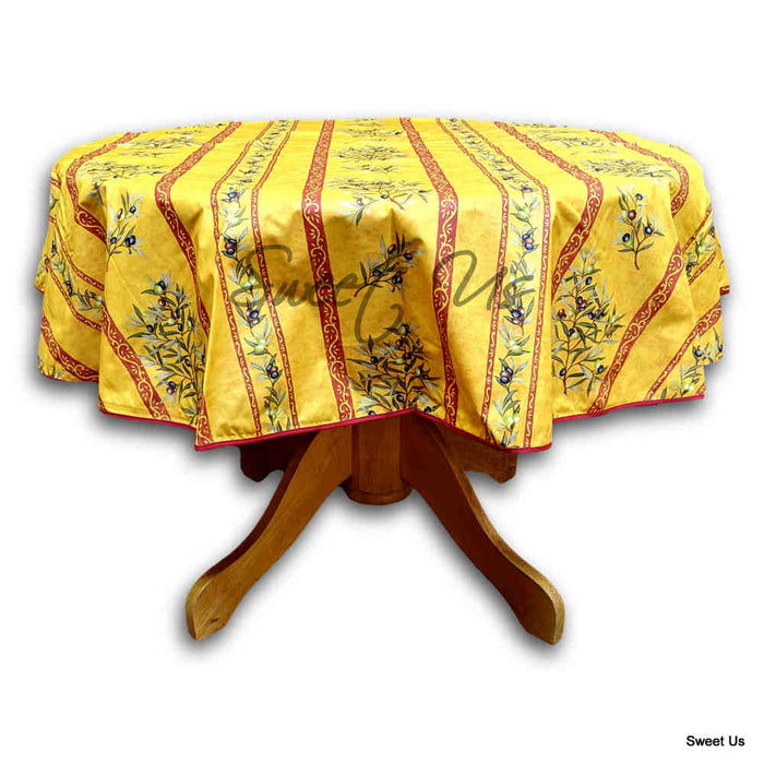 Wipeable Tablecloth Round Spillproof French Acrylic Coated Clos De Oliviers - Sweet Us