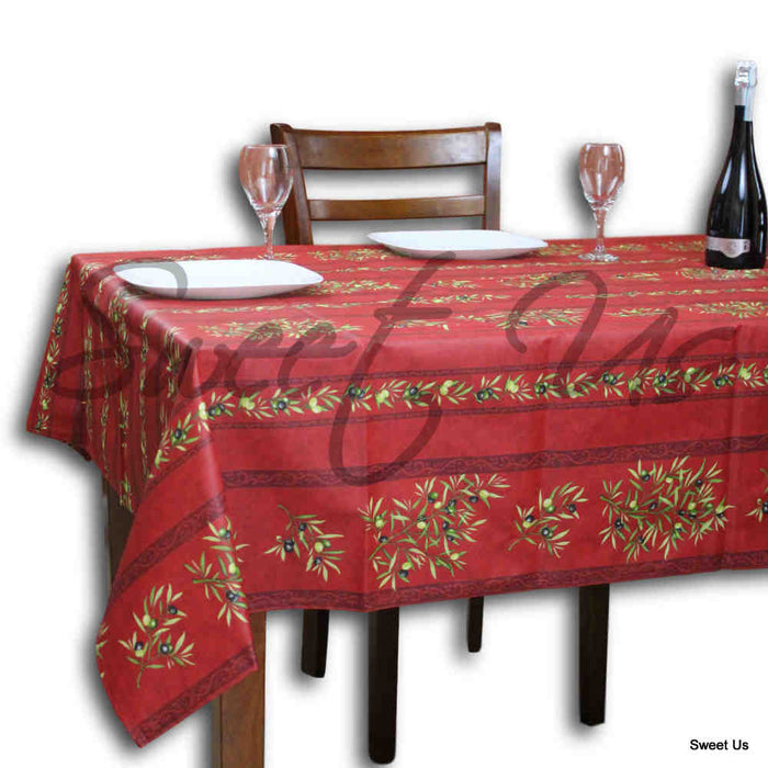 Wipeable Tablecloth Rectangle Spillproof French Acrylic Coated Clos De Oliviers - Sweet Us