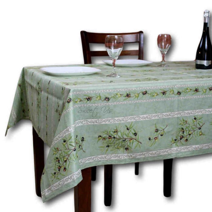 Nyons Olive Classic Allover Spill-Resistant Tablecloth — Sauge - Sweet Us