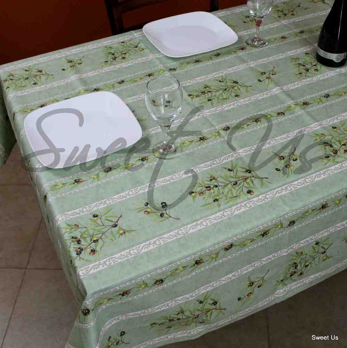 Wipeable Tablecloth Rectangle Spillproof French Acrylic Coated Clos De Oliviers - Sweet Us