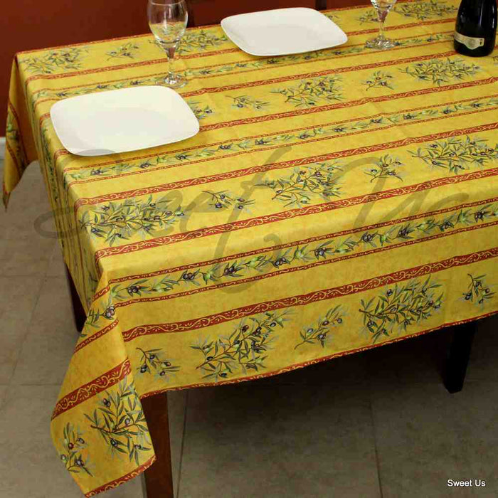 Wipeable Tablecloth Rectangle Spillproof French Acrylic Coated Clos De Oliviers - Sweet Us