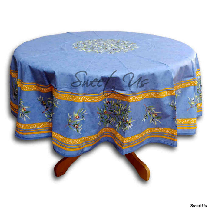 Wipeable Tablecloth Round Spillproof French Acrylic Coated Clos De Oliviers - Sweet Us