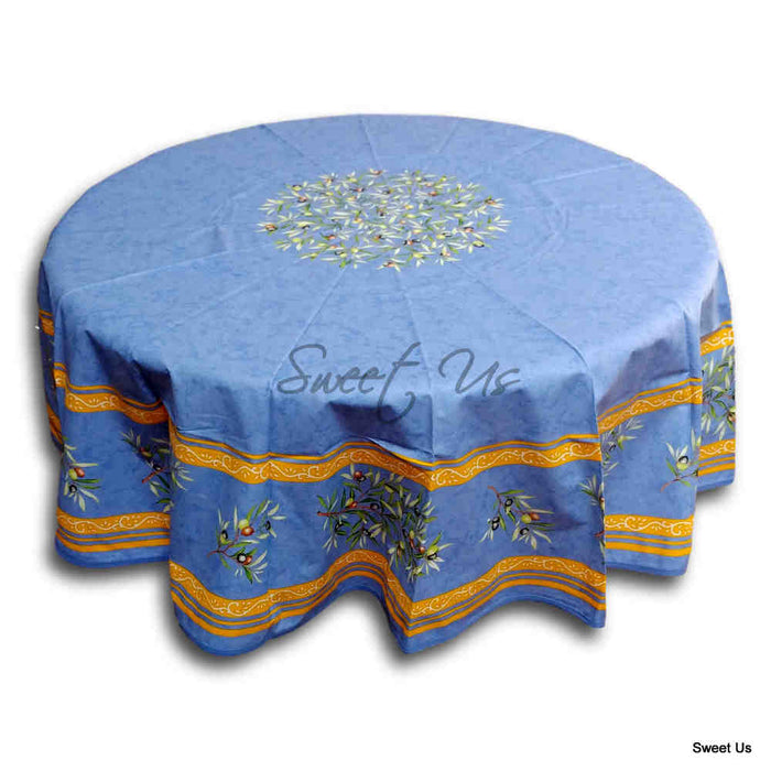 Wipeable Tablecloth Round Spillproof French Acrylic Coated Clos De Oliviers - Sweet Us