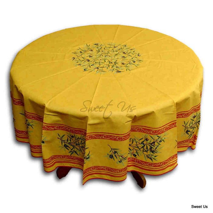 Wipeable Tablecloth Round Spillproof French Acrylic Coated Clos De Oliviers - Sweet Us