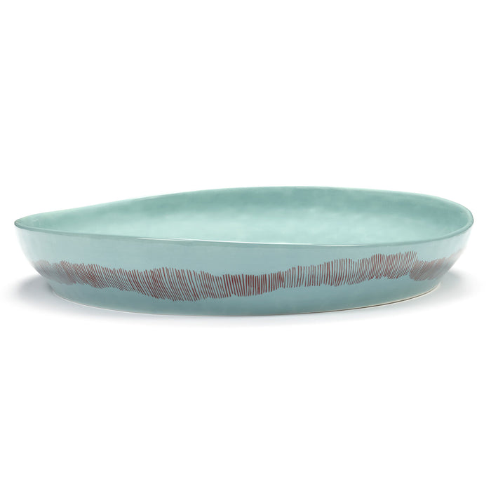 Ottolenghi Serving Bowl - Azure With Red Stripes - FEAST (1)