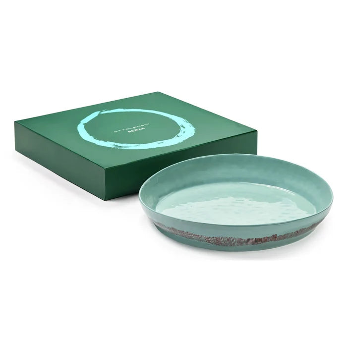 Ottolenghi Serving Bowl - Azure With Red Stripes - FEAST (1)
