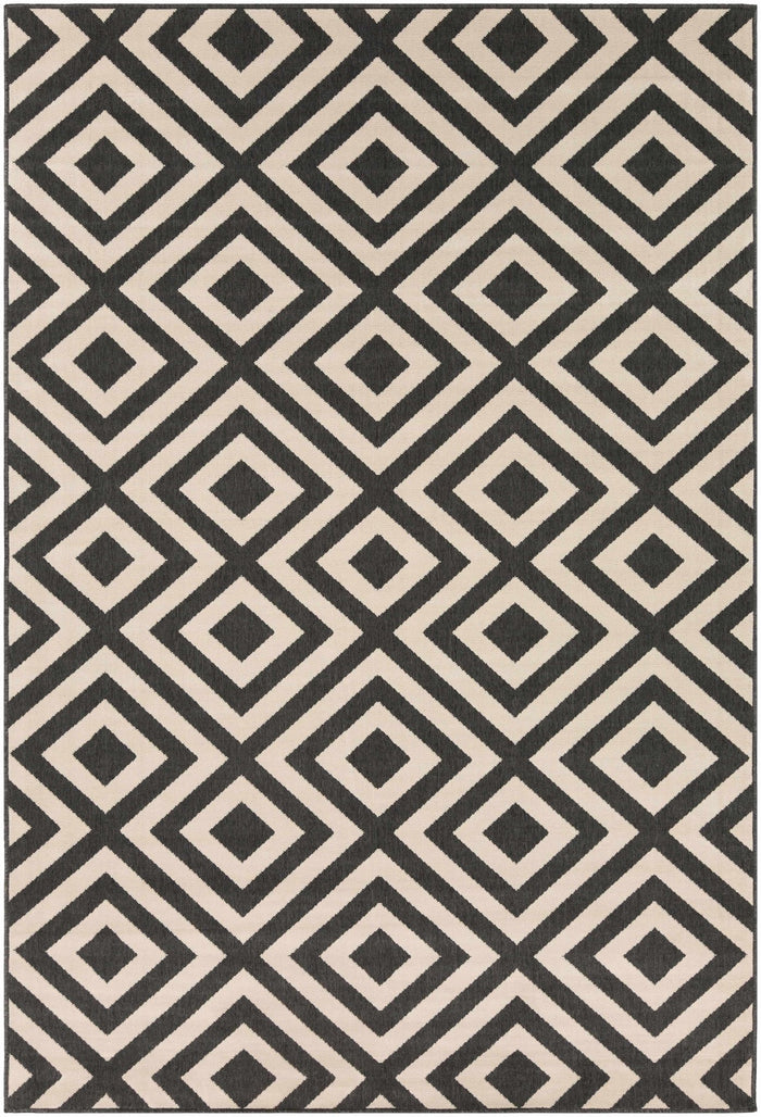 Outdoor Safe Modern Geometric Beige and Charcoal Multi size Area Rug - The Rug Decor