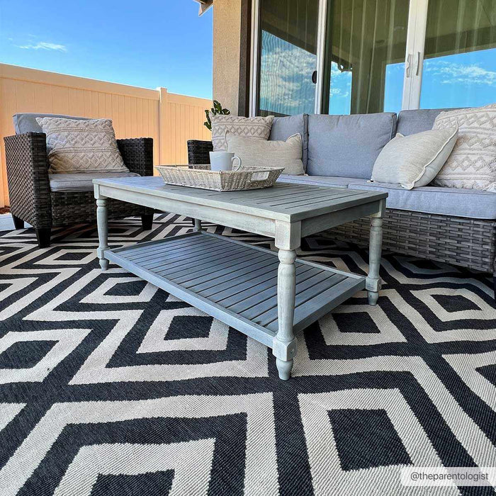 Outdoor Safe Modern Geometric Beige and Charcoal Multi size Area Rug - The Rug Decor