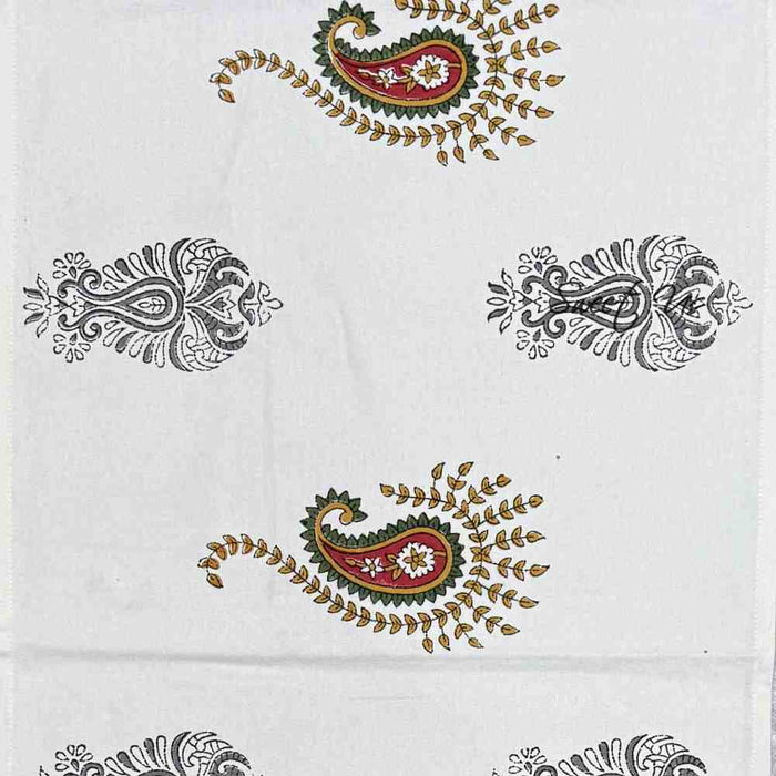 Paisley Cradle Floral Cotton Block Print Table Runner, Tuscan Foliage - Sweet Us