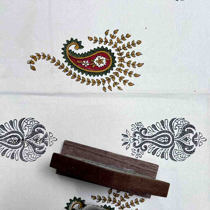Paisley Cradle Floral Cotton Block Print Table Runner, Tuscan Foliage - Sweet Us