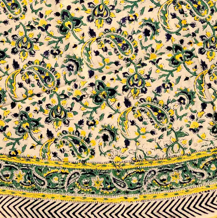 Paisley Reverie Hand?Block Printed Cotton Round Tablecloth — Saffron Vale - Sweet Us