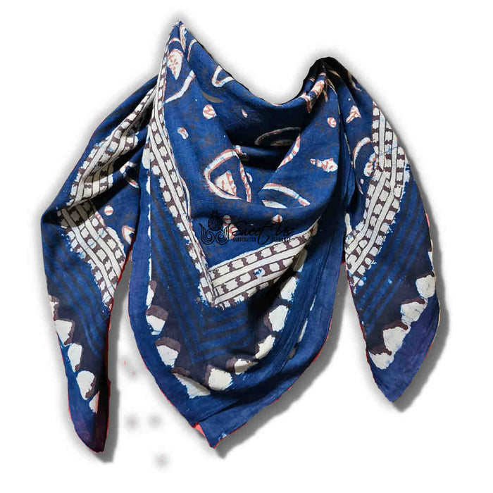 Paisley Splendor Cotton Floral Scarf for Women, Midnight Blue - Sweet Us