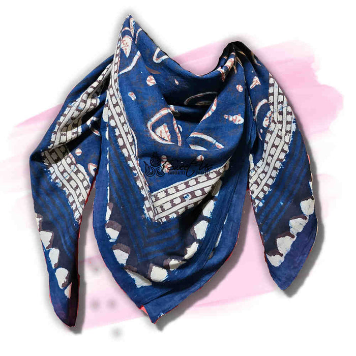 Paisley Splendor Cotton Floral Scarf for Women, Midnight Blue - Sweet Us