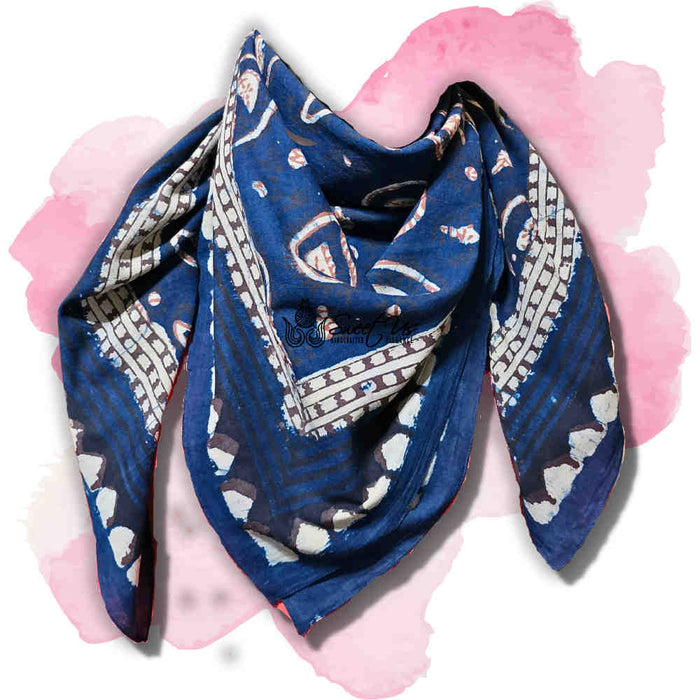 Paisley Splendor Cotton Floral Scarf for Women, Midnight Blue - Sweet Us