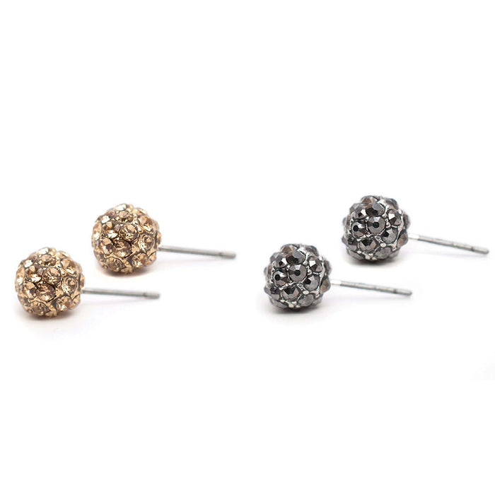 Pave Stud Earrings Gold Topaz