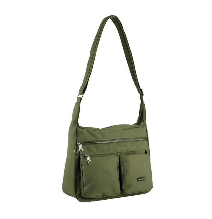 Pierre Cardin Nylon Anti - Theft Cross Body Bag - Olive