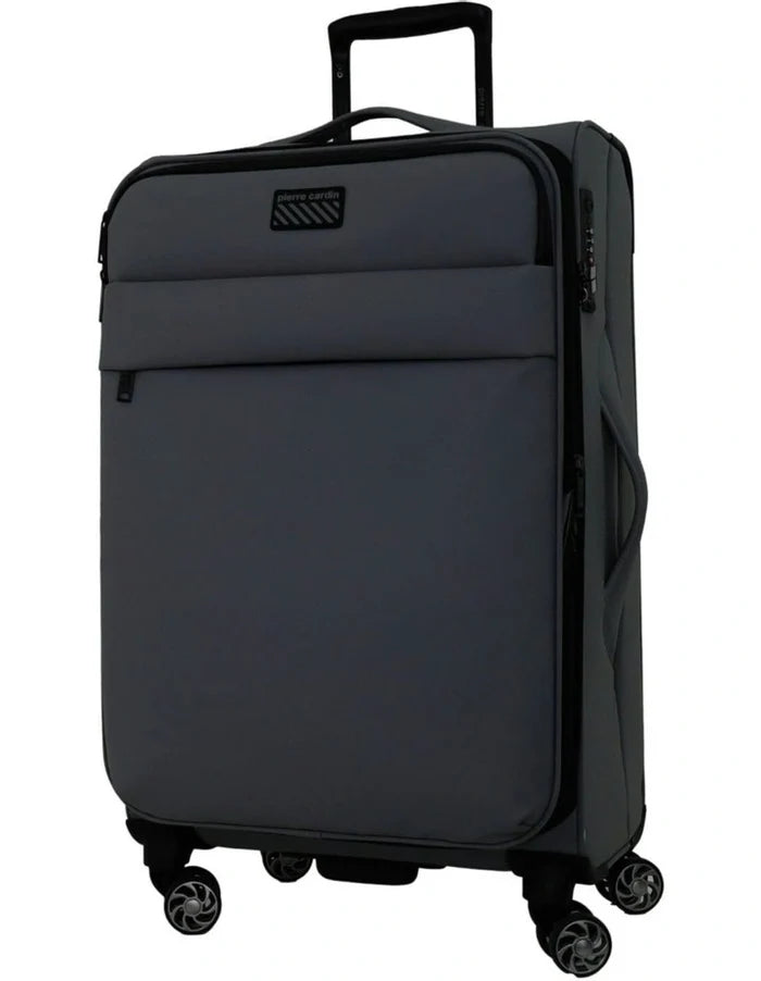 Pierre Cardin Soft Water-Repellent Spinner Suitcase - Cabin - Charcoal