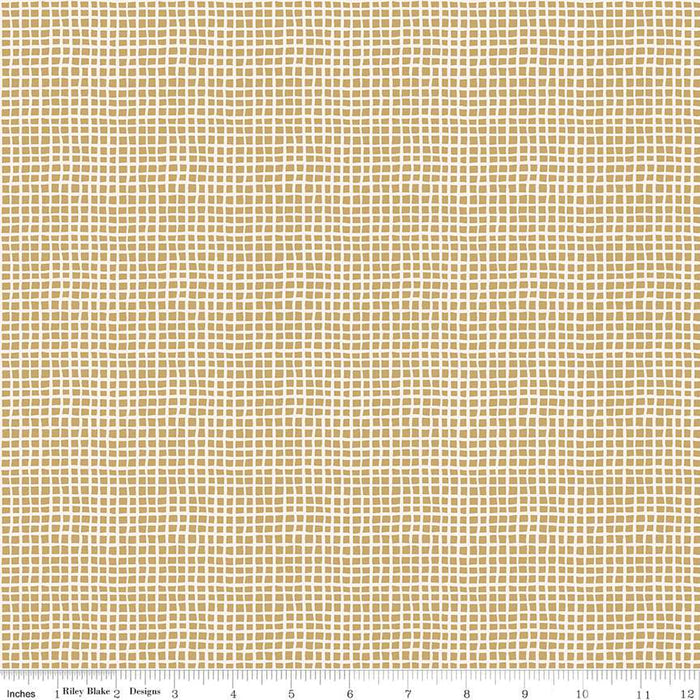 'Round the Mountain Wonky Gingham Curry Cotton Fabric