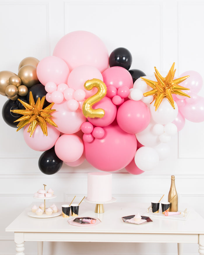 Pink Magical Party Mouse Theme - Number Balloon Backdrop Install Piece