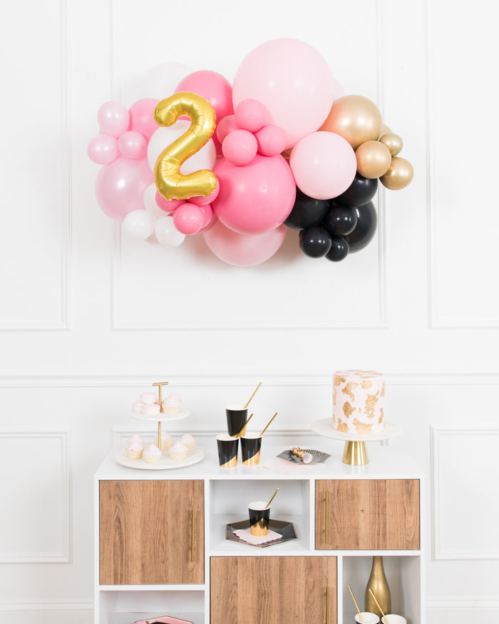 Pink Magical Party Mouse Theme - Number Balloon Backdrop Install Piece