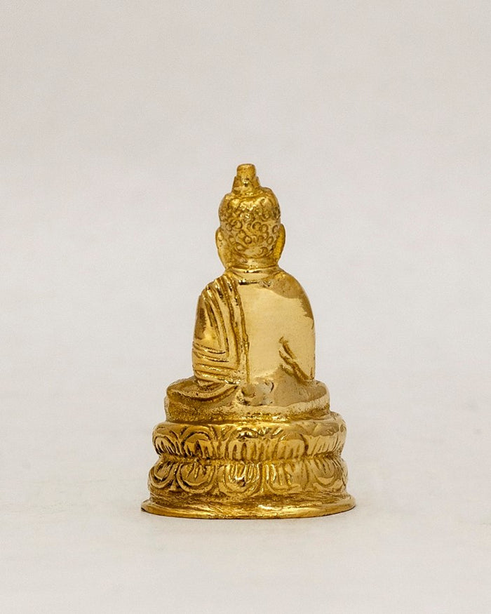 Polished Brass Seated Buddha Shakyamuni Statue 2" High Amitabha Budhism Figure - Sweet Us