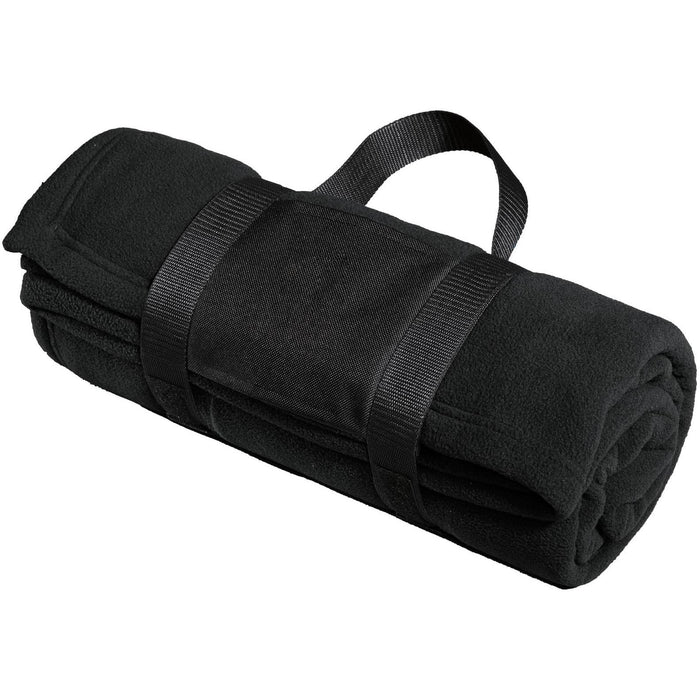no-logo Port Authority Fleece Blanket With Carrying Strap-Regular-Port Authority-Black-1 Size-Thread Logic
