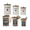 Primitives by Kathy 6" Rustic Farmhouse Tin Canisters: Sugar, Coffee, & Flour