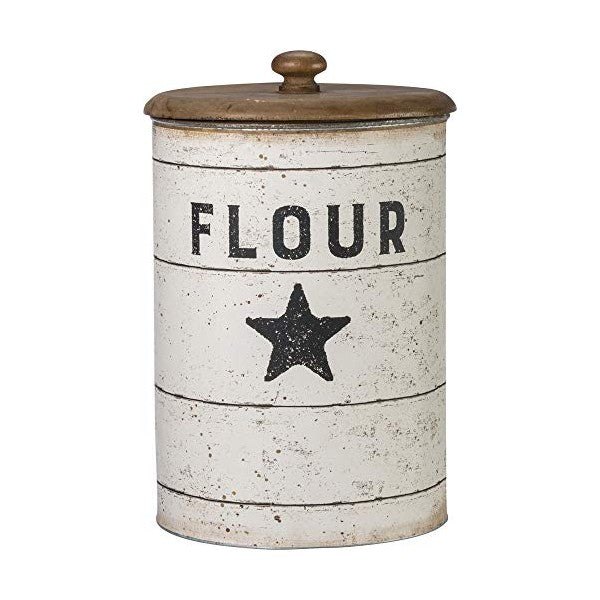 Primitives by Kathy 6" Rustic Farmhouse Tin Canisters: Sugar, Coffee, & Flour