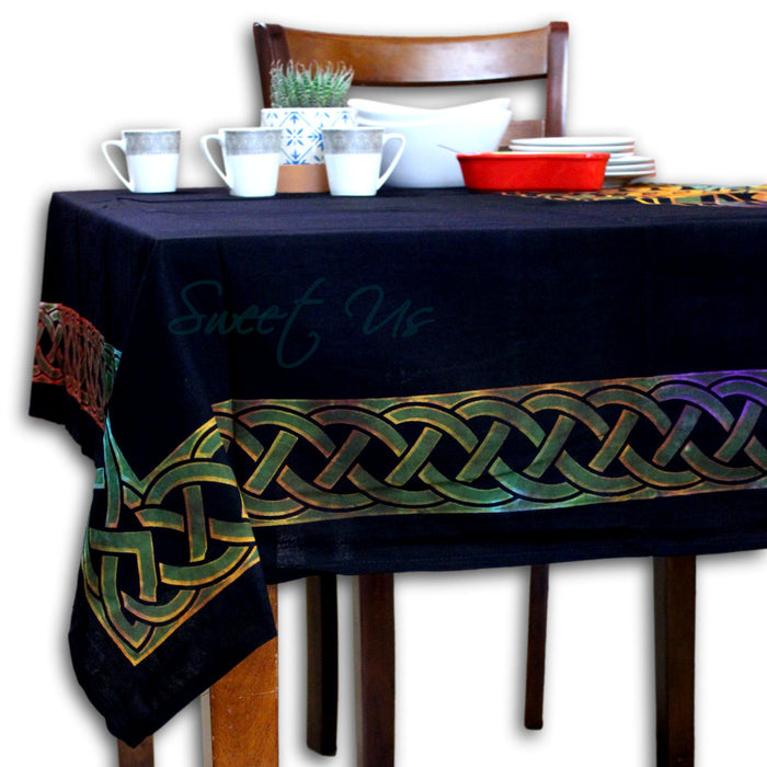 Prism Tie-Dye Celtic Clover Cotton Tablecloth & Bedspread - Sweet Us