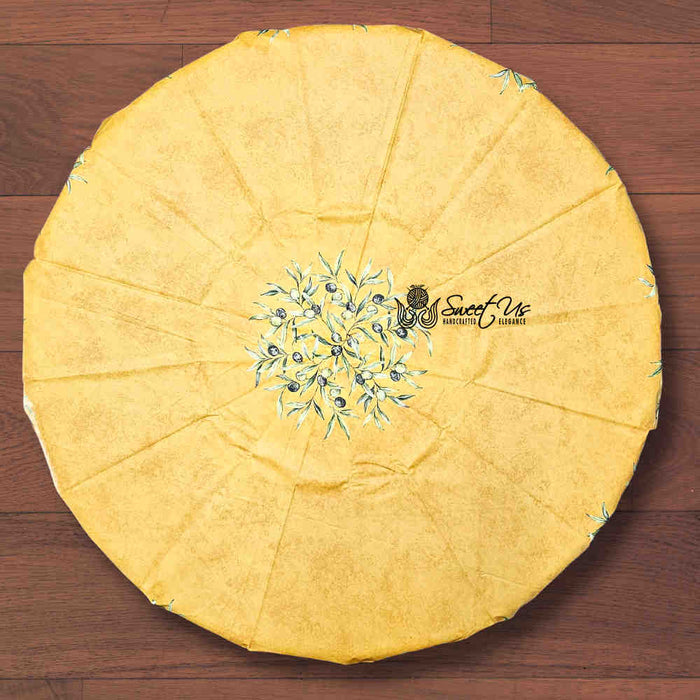 Provence d'Olives Coated French Tablecloth Round, Gold - Sweet Us