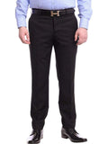 Raphael Men's Washable Flat Front Classic Fit Black Dress Pants - The Suit Depot